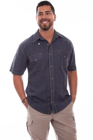 Men's Farthest Point Collection Shirt: Short Sleeve Beachwood Vallarta Blue