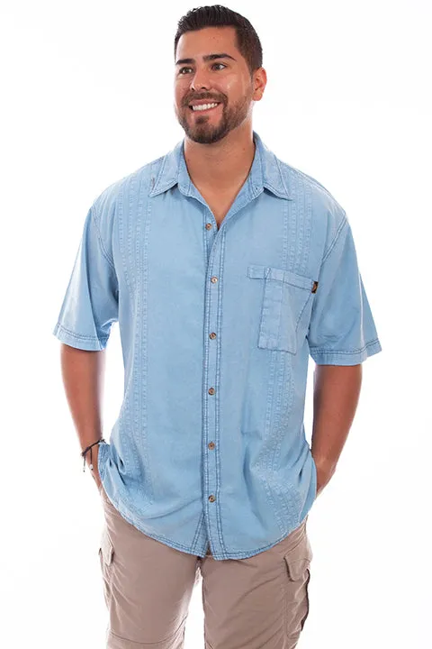 Men's Farthest Point Collection Shirt: Short Sleeve Traveler Sky Blue