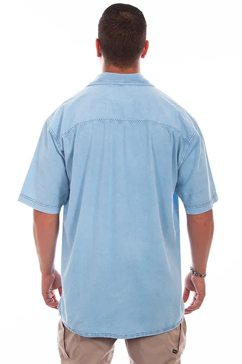 Men's Farthest Point Collection Shirt: Short Sleeve Traveler Sky Blue