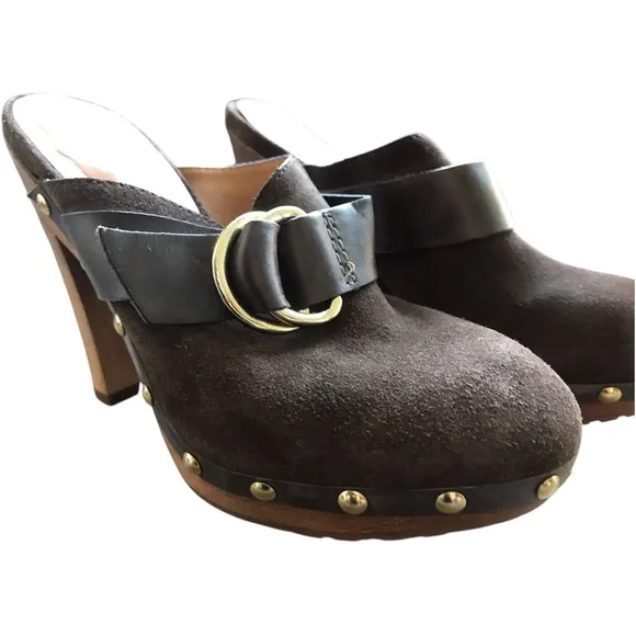 Michael Kors Heeled Mule Dorchester in Dark Brown Suede