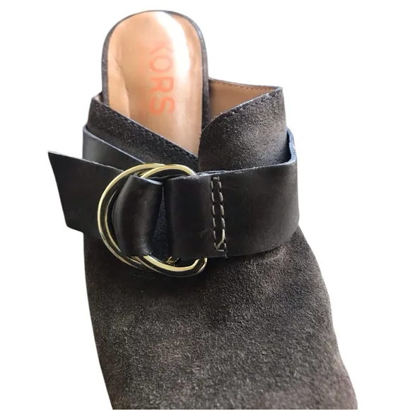 Michael Kors Heeled Mule Dorchester in Dark Brown Suede