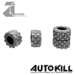 Military Tyres 13mm Diameter - 20mm Scale - Set of 4 - Suitable for Autokill and Gaslands games