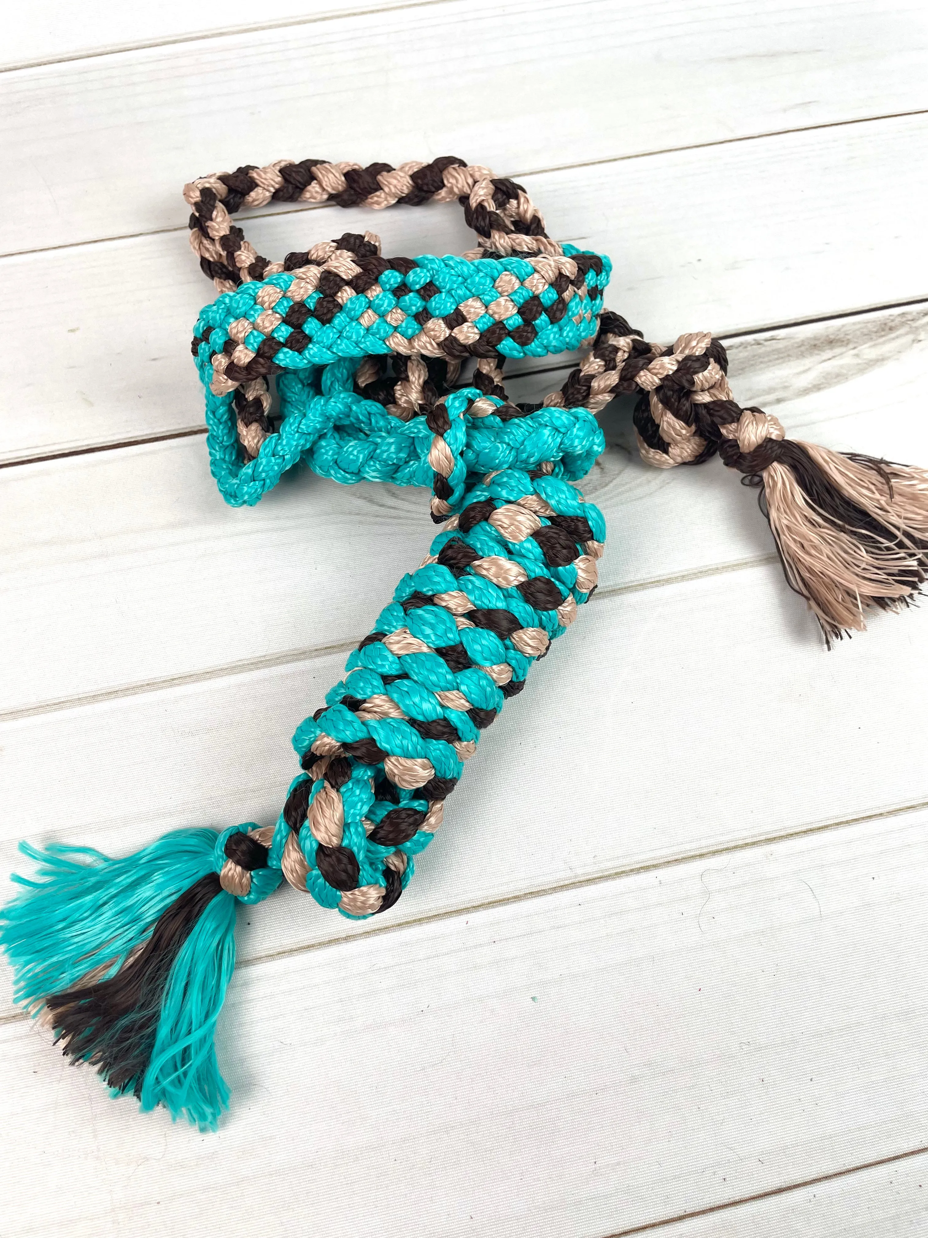 Mixed Turquoise & Browns Braided Nylon Muletape Halter