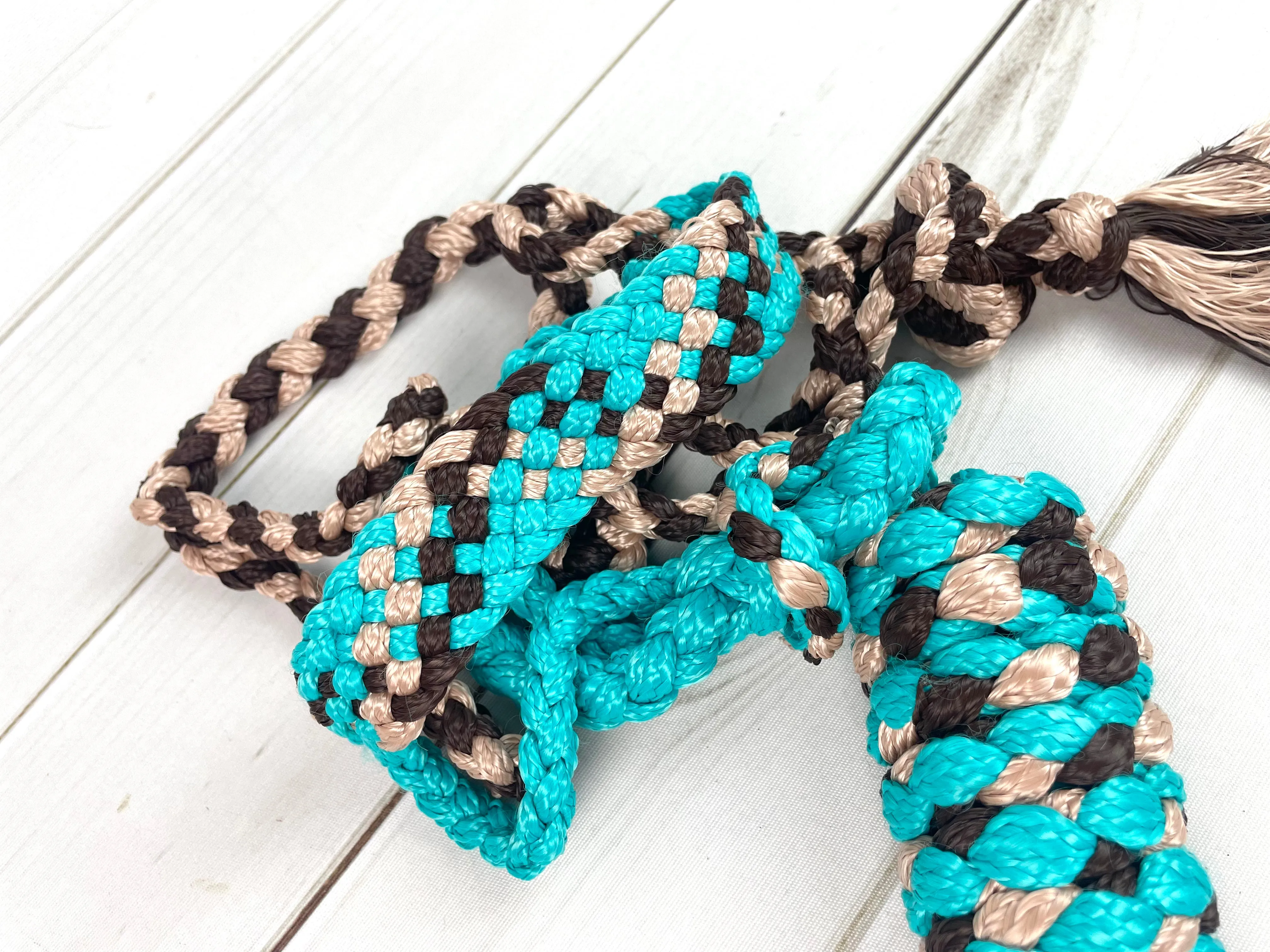 Mixed Turquoise & Browns Braided Nylon Muletape Halter