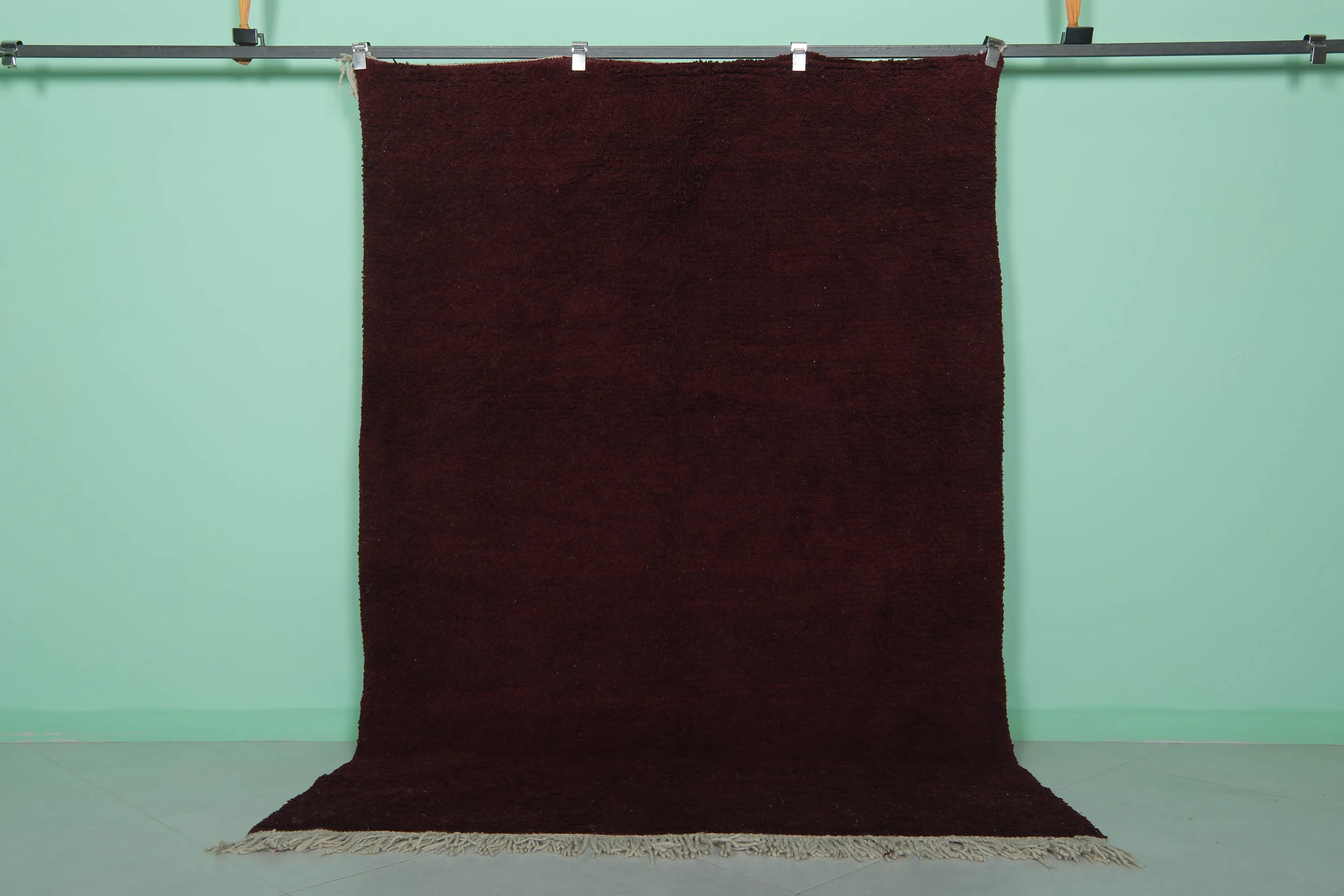 Moroccan Beni Ourain Rug - Handwoven 5.2 x 7.6 Feet | Deep Red Wool Design