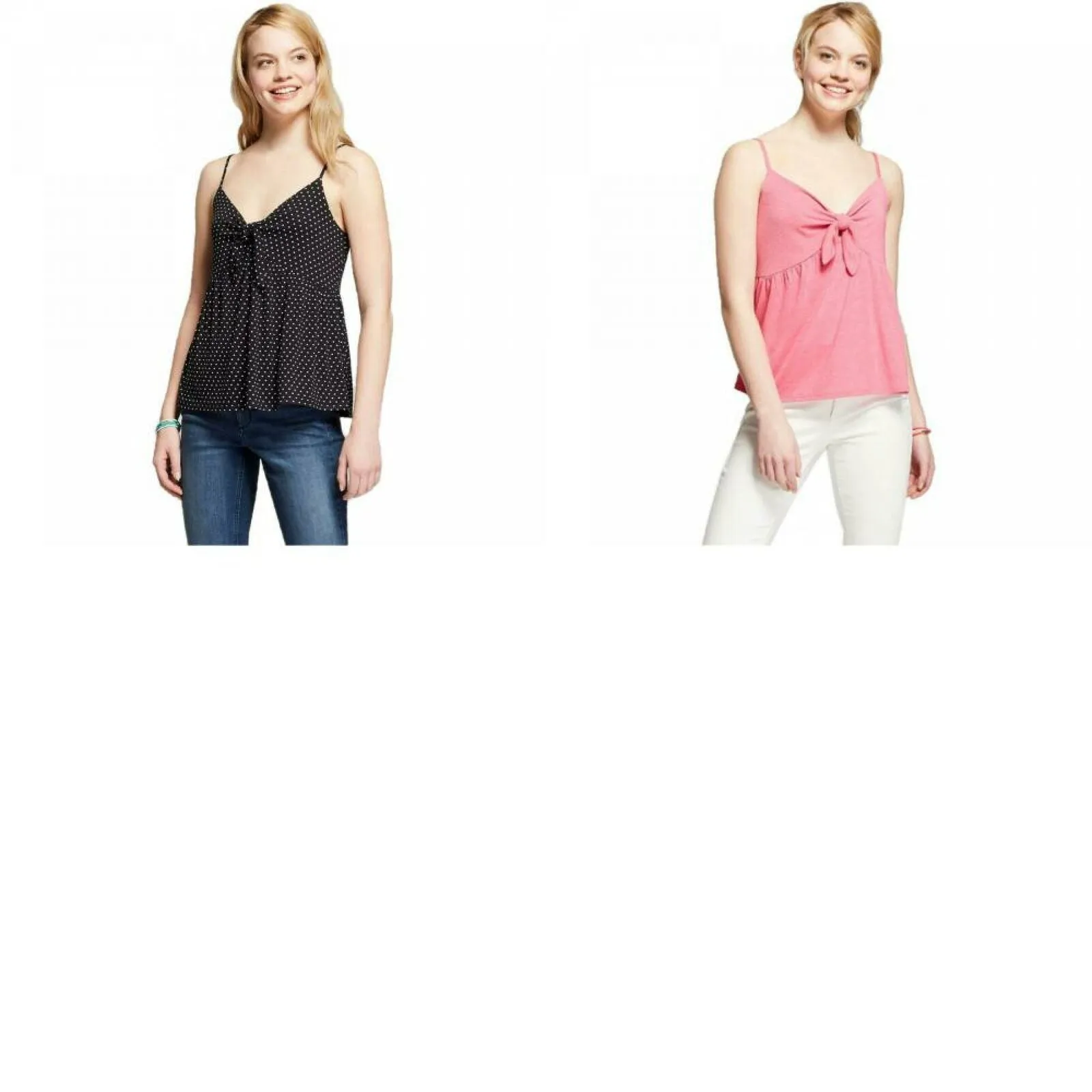 Mossimo Women's Adjustable Strap Tie Front Cami Tank Top Shirt