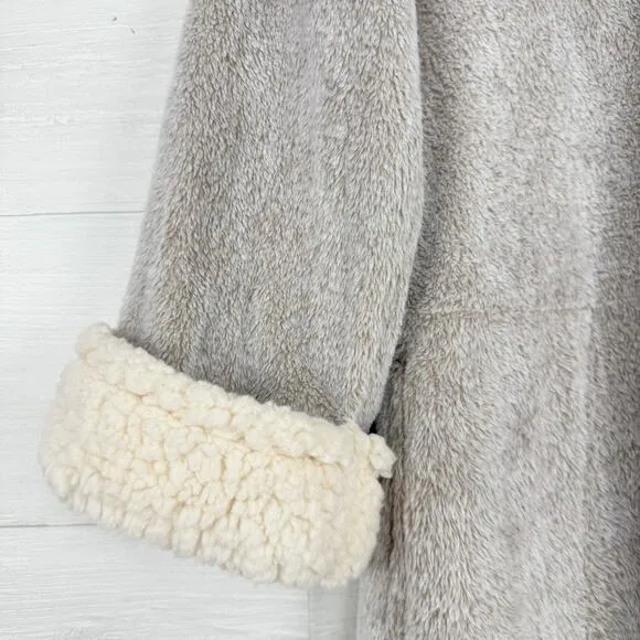 Natori Plush Fleece Robe Sherpa Lounger Size S Faux Fur Warm Cozy Housecoat Zip