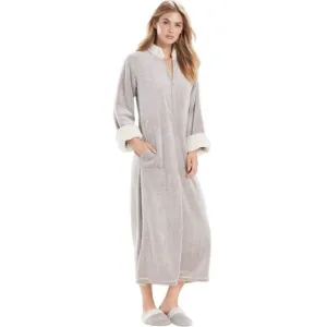Natori Plush Fleece Robe Sherpa Lounger Size S Faux Fur Warm Cozy Housecoat Zip