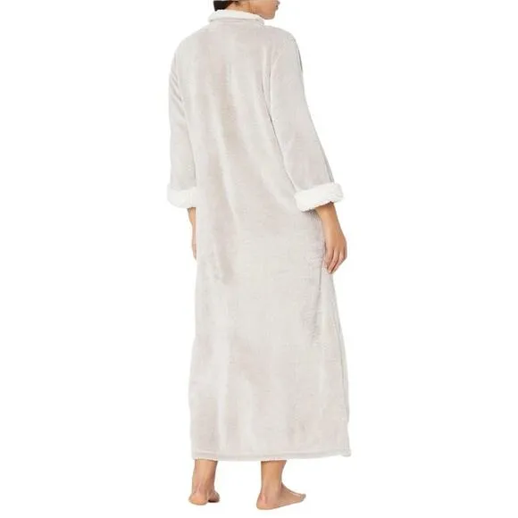 Natori Plush Fleece Robe Sherpa Lounger Size S Faux Fur Warm Cozy Housecoat Zip