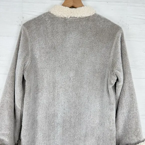 Natori Plush Fleece Robe Sherpa Lounger Size S Faux Fur Warm Cozy Housecoat Zip