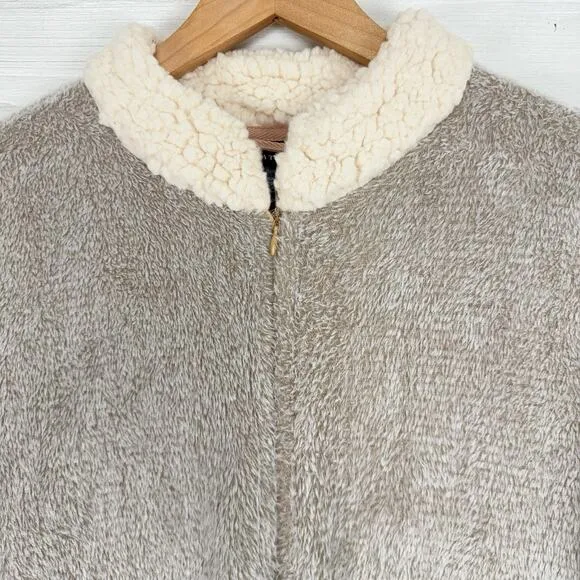 Natori Plush Fleece Robe Sherpa Lounger Size S Faux Fur Warm Cozy Housecoat Zip