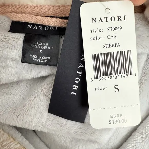 Natori Plush Fleece Robe Sherpa Lounger Size S Faux Fur Warm Cozy Housecoat Zip