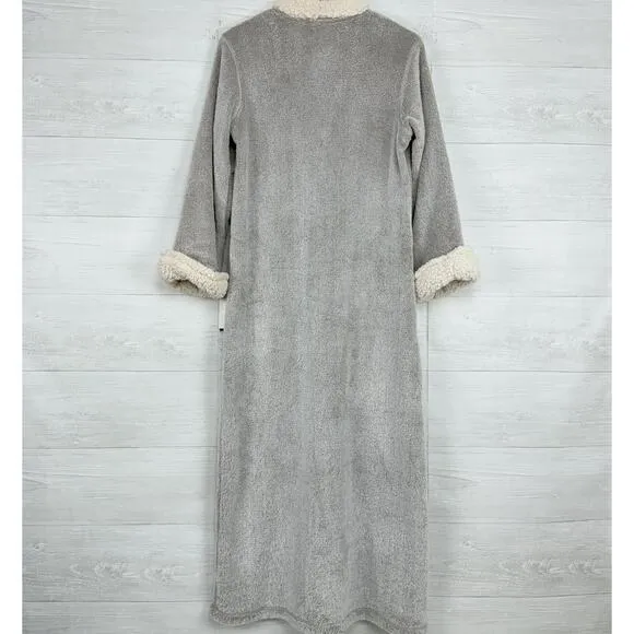 Natori Plush Fleece Robe Sherpa Lounger Size S Faux Fur Warm Cozy Housecoat Zip