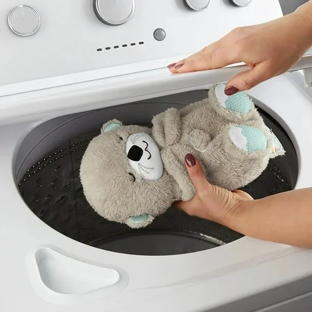 New Baby Breath Baby Bear Soothes Otter Plush Toy Doll Toy Child Soothing Music Sleep Companion Sound And Light Doll Toy Gifts, BLUE