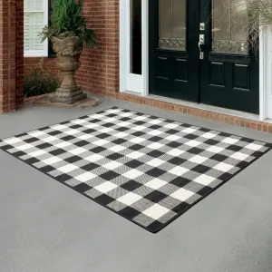 New Oriental Weavers Marina 2Ft 5" X 4Ft 5" Indoor/Outdoor Area Rug! Black & Ivory! Made in Egypt!