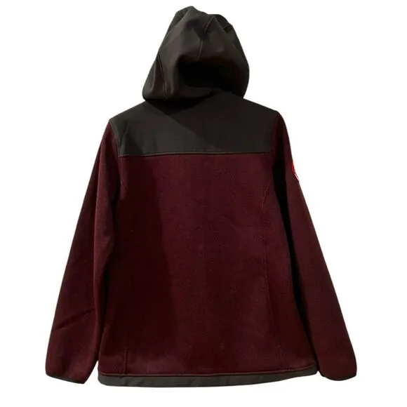 NWT Canada Gear Wine &amp; Black Hooded Zip-Up Fleece Jacket, Size M
