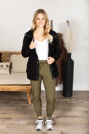 Olive High-Waisted Active Joggers