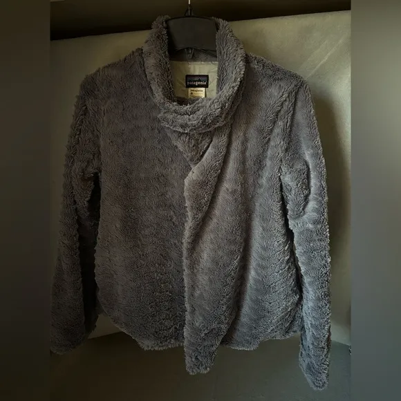 Patagonia Pelage Faux Fur Fleece, Full Zip &amp; Snaps Grey Jacket, Women's Small