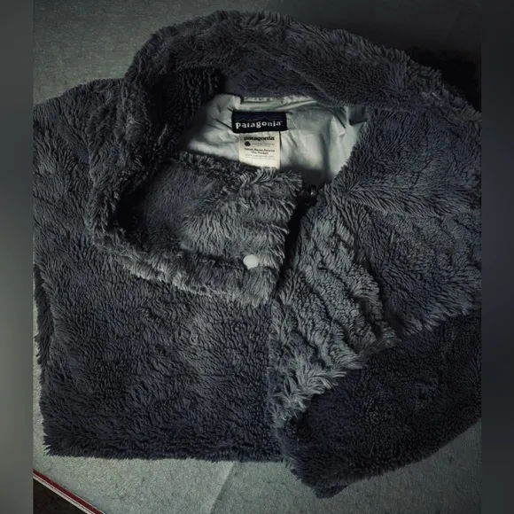 Patagonia Pelage Faux Fur Fleece, Full Zip &amp; Snaps Grey Jacket, Women's Small