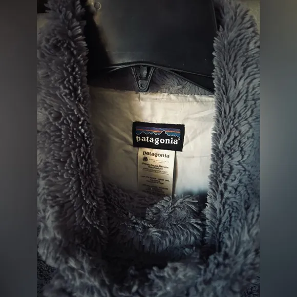 Patagonia Pelage Faux Fur Fleece, Full Zip &amp; Snaps Grey Jacket, Women's Small