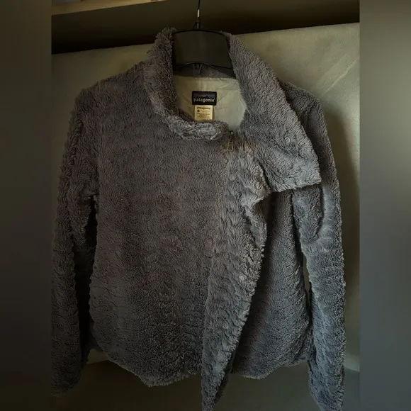 Patagonia Pelage Faux Fur Fleece, Full Zip &amp; Snaps Grey Jacket, Women's Small