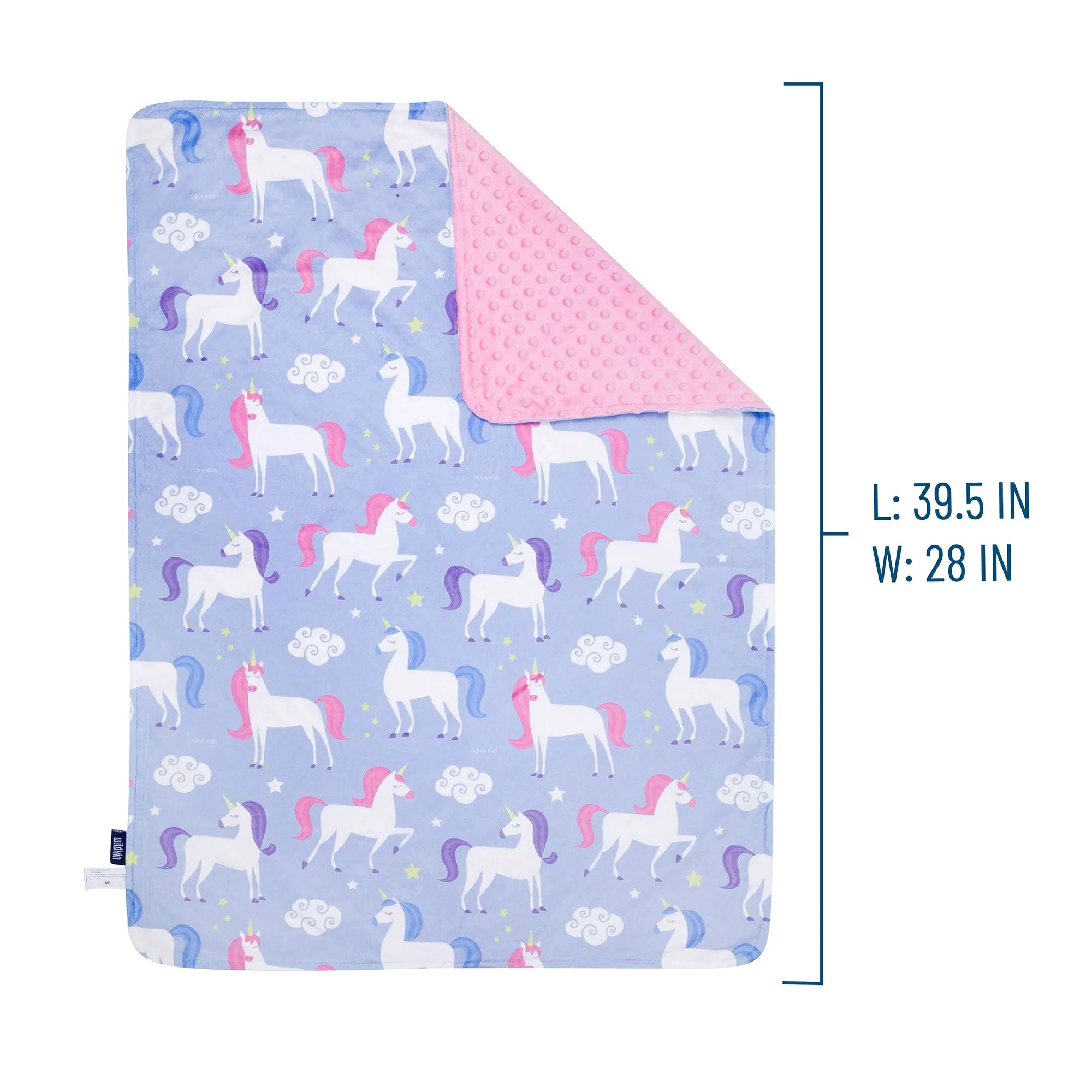 Personalized Plush Minky Dot Baby Blanket - Wildkin - Purple Unicorns