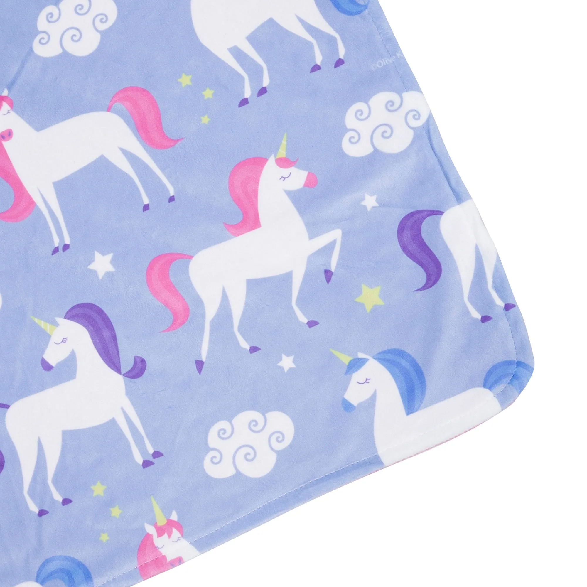 Personalized Plush Minky Dot Baby Blanket - Wildkin - Purple Unicorns