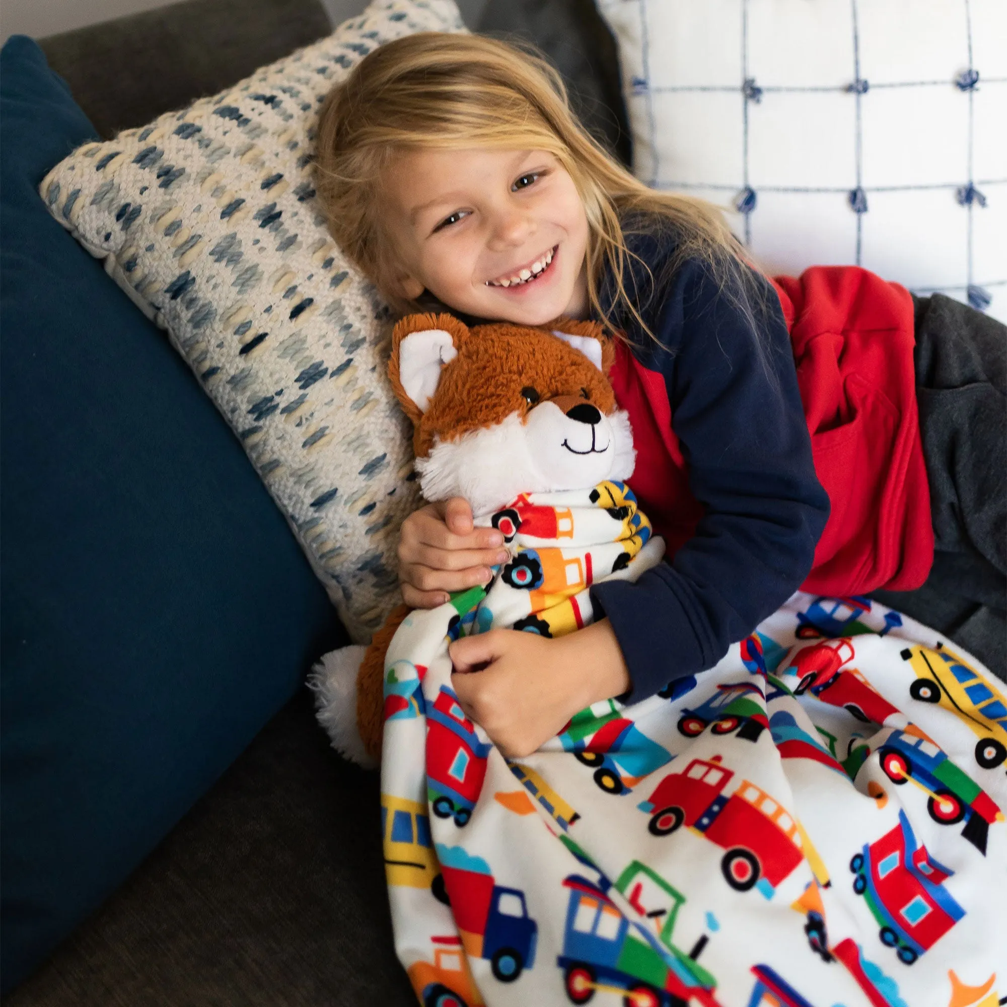Personalized Plush Minky Dot Baby Blanket - Wildkin - Trains Planes