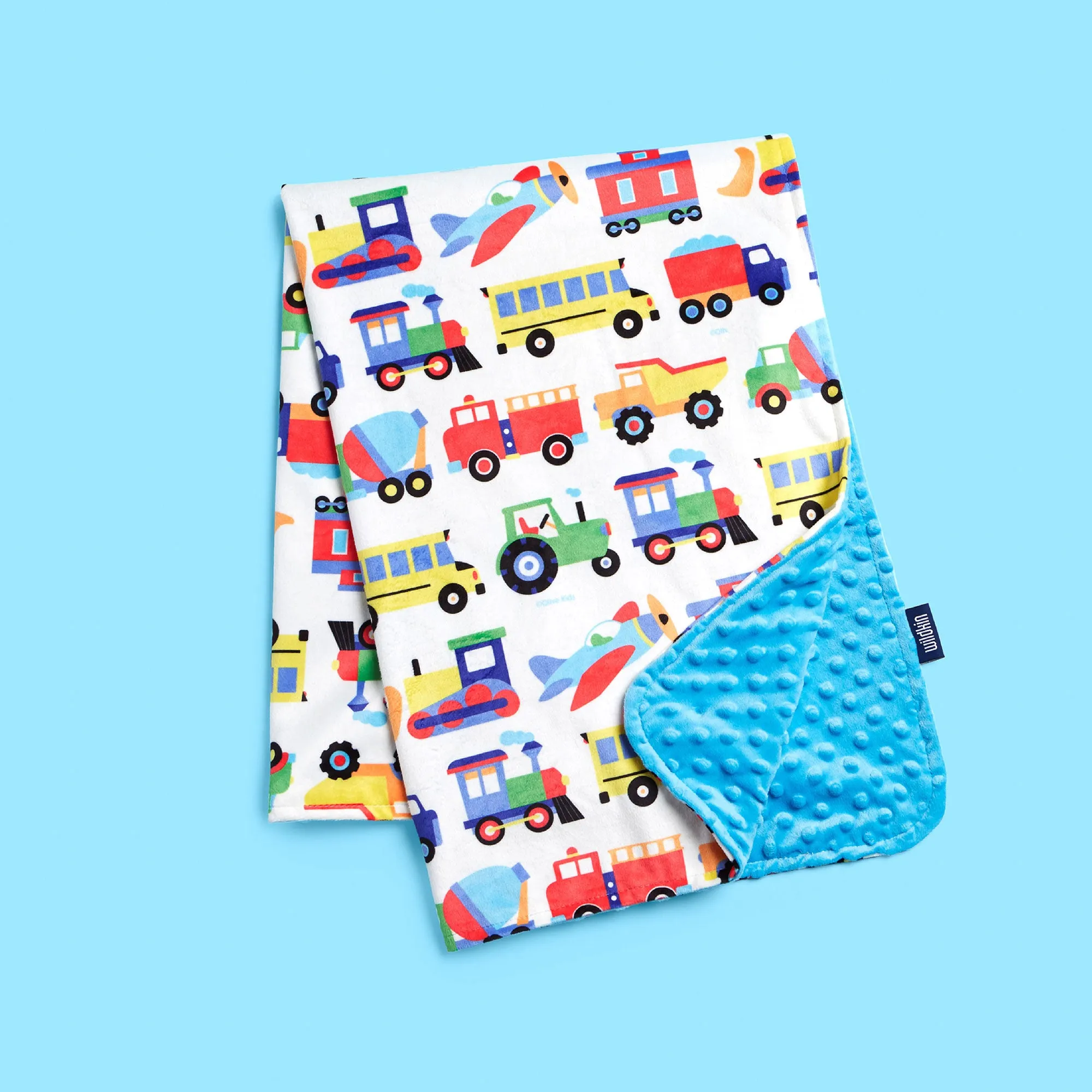 Personalized Plush Minky Dot Baby Blanket - Wildkin - Trains Planes