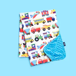 Personalized Plush Minky Dot Baby Blanket - Wildkin - Trains Planes