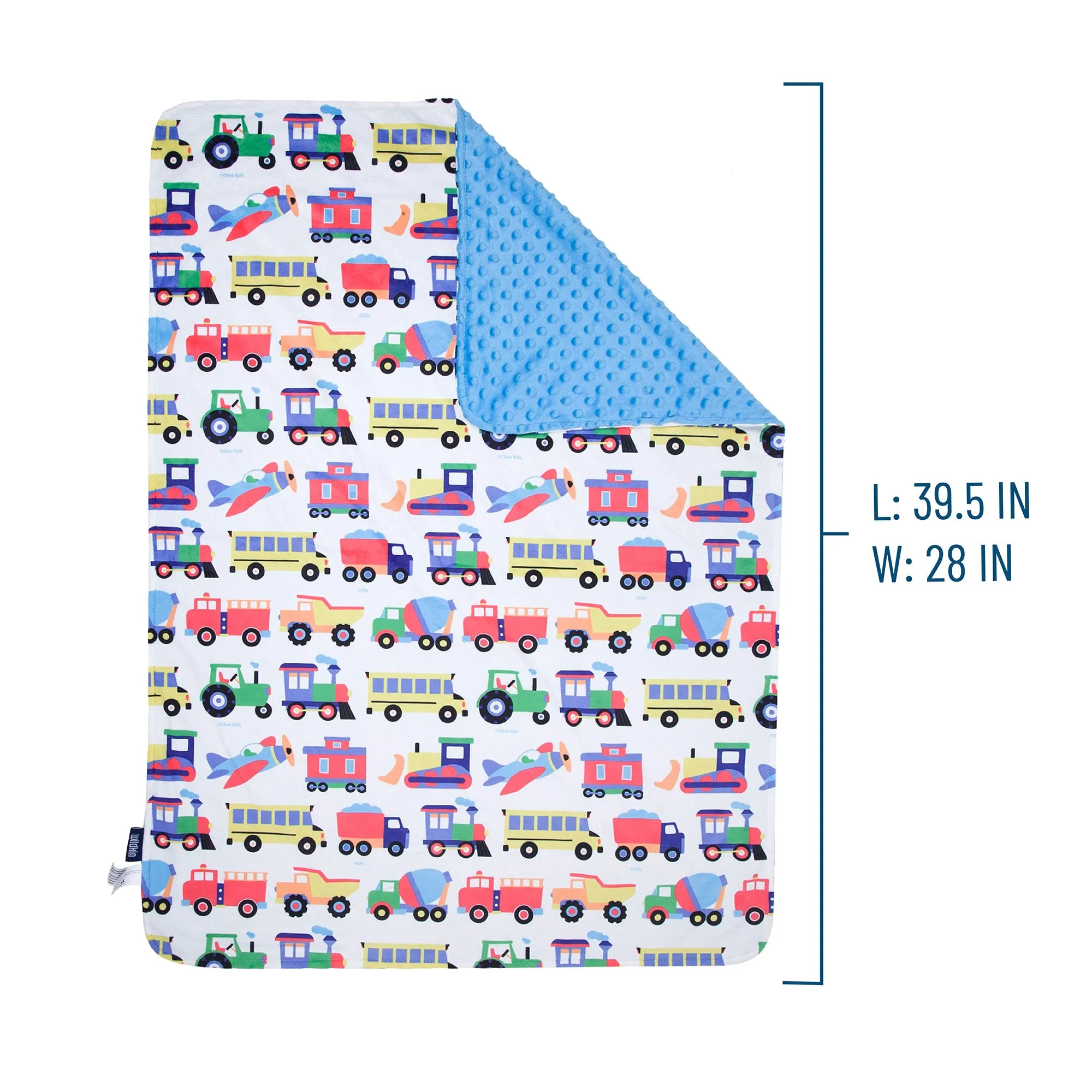 Personalized Plush Minky Dot Baby Blanket - Wildkin - Trains Planes