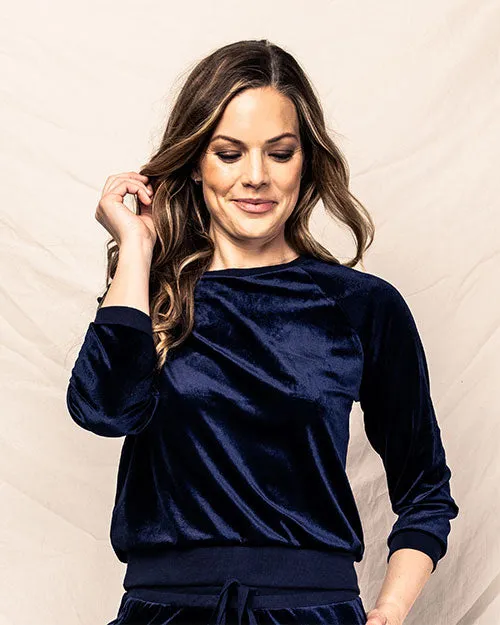 PETITE PLUME | Women's Velour Lounge Set | Navy
