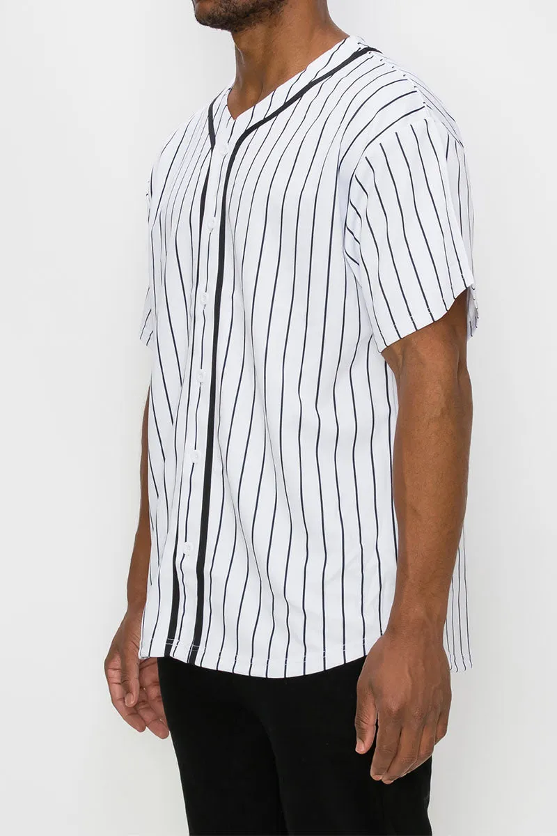 PIN STRIPED BASEBALL JERSEY