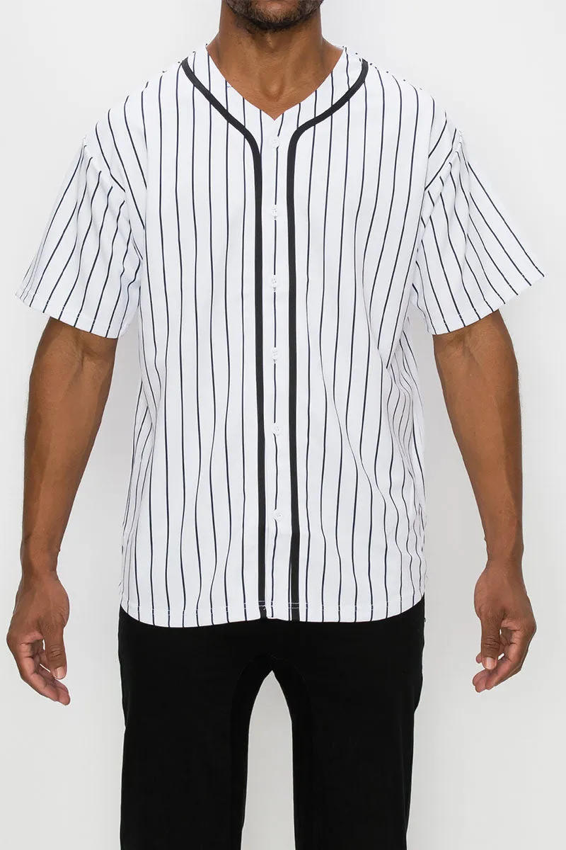 PIN STRIPED BASEBALL JERSEY