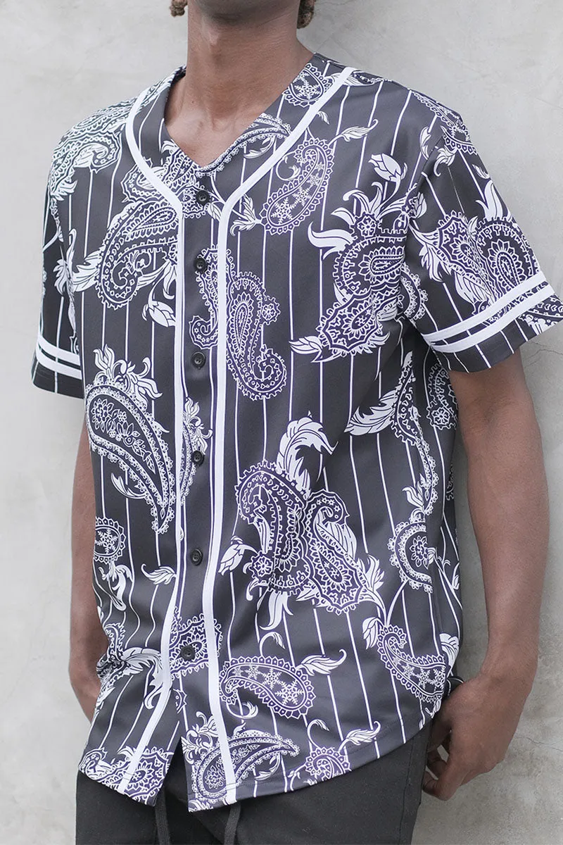 Pinstripe Bandana Baseball Jersey - Black
