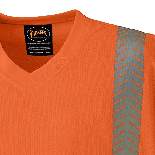 Pioneer Ultra-Breathable UPF 50  UV Protection Hi Vis T-Shirt, Zebra Reflective Stripe, Orange