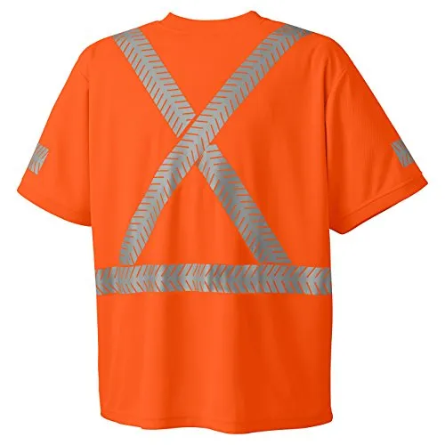 Pioneer Ultra-Breathable UPF 50  UV Protection Hi Vis T-Shirt, Zebra Reflective Stripe, Orange