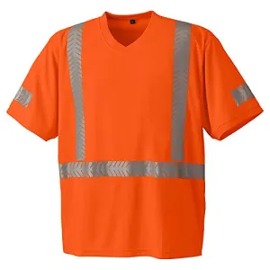 Pioneer Ultra-Breathable UPF 50  UV Protection Hi Vis T-Shirt, Zebra Reflective Stripe, Orange
