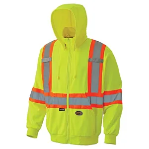 Pioneer V1060560 High Visibility Safety Hoodie, Micro Fleece, Yellow-Green