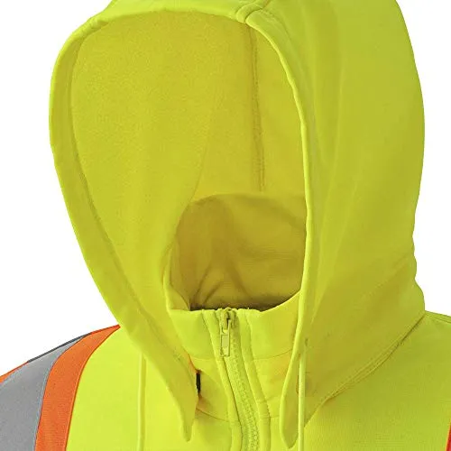 Pioneer V1060560 High Visibility Safety Hoodie, Micro Fleece, Yellow-Green
