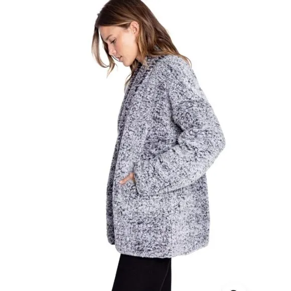 PJ Salvage Cozy Shearling Cardigan Choose Happiness RECOCA Black