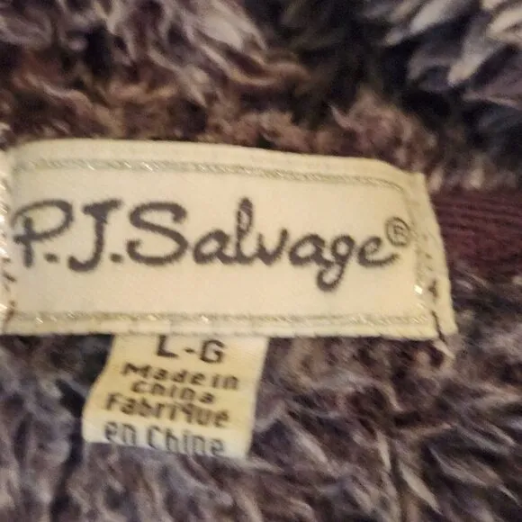 PJ Salvage Cozy Shearling Cardigan Choose Happiness RECOCA Black