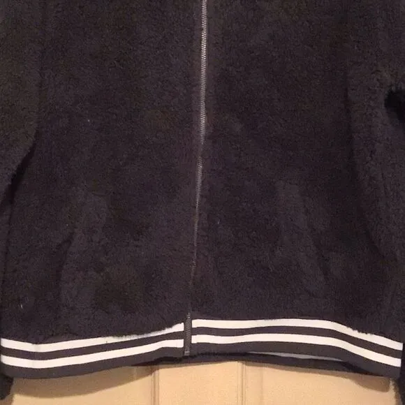 PJ SALVAGE WOMENS BOMBER BABE BLACK PLUSH ZIP FRONT JACKET