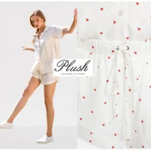 PLUSH Soft n Cozy Heart Shortie PJs 2 pc Set  XS NWT