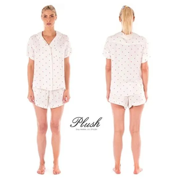 PLUSH Soft n Cozy Heart Shortie PJs 2 pc Set  XS NWT