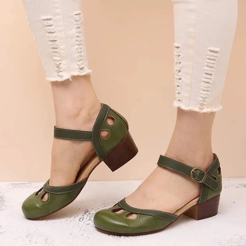 PU-Leder Sandalen mit klobigem Absatz