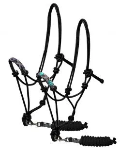 Purple Beaded Cross Rope Knot Halter