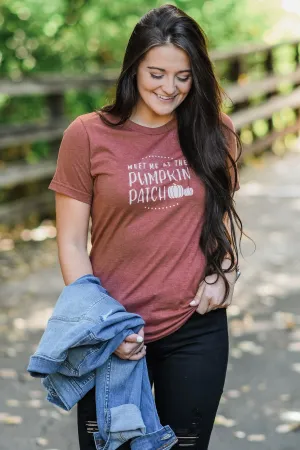 "Meet Me At The Pumpkin Patch" Graphic Tee- Clay