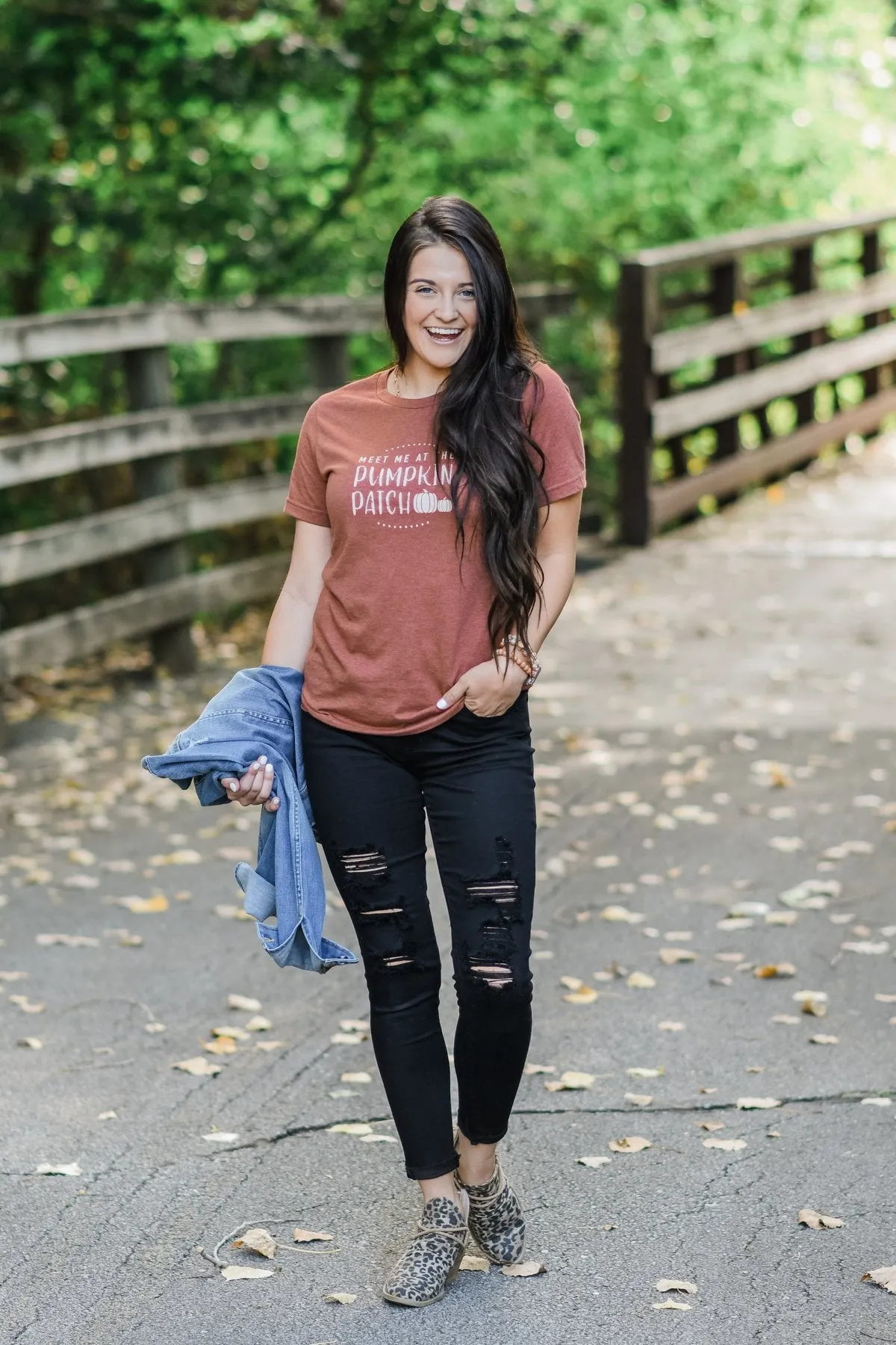 "Meet Me At The Pumpkin Patch" Graphic Tee- Clay