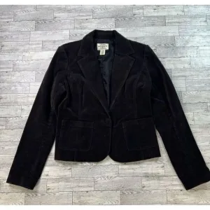Ralph Lauren‎ Polo Jeans Velvet  Blazer Womens Black Velour Y2K 90’s Casual Sz L